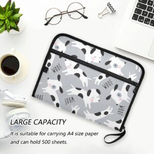 ZZKKO 13 Pockets Expanding File Folder Cute Dogs Animal Grey with Sticky Labels Accordion File Folder Document Organizer Letter Size A4 Papers Expandable File Keeper