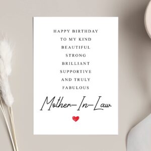 Mother-In-Law Birthday Card Poem - Amazing Mother-In-Law Gift - Birthday Card Mother-In-Law - Special Mother-In-Law Birthday Card - Birthday Card For Mother-In-Law