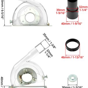 QWORK Cutting Dust Shroud for Angle Grinder 4-1/2" to 5", Transparent Cutting Dust Shroud Grinding Cover, Angle Grinder Dust Collection Attachment