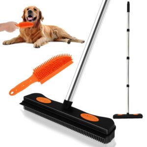 goldcolin rubber broom for pet hair remover, carpet rake fur remover broom with squeegee, carpet rake for pet hair removal, pet hair rubber broom for fluff carpet, hardwood floor, tile, window