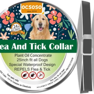 OCSOSO Flea Collar for Dogs and Cats, Dogs Flea and Tick Collar, Pet Flea & Tick Collar Fit of Large Medium Dog and Cat - 25 Inch