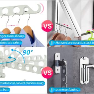 VICSKY Wall Mounted Small Drying Rack with Bar, 180° Swing Arm and 90°Folding, Laundry Room Dryer Rack, Sturdy Hanging Clothes, Safe Valet Hook, Solid Aluminum (White, 2Pack)