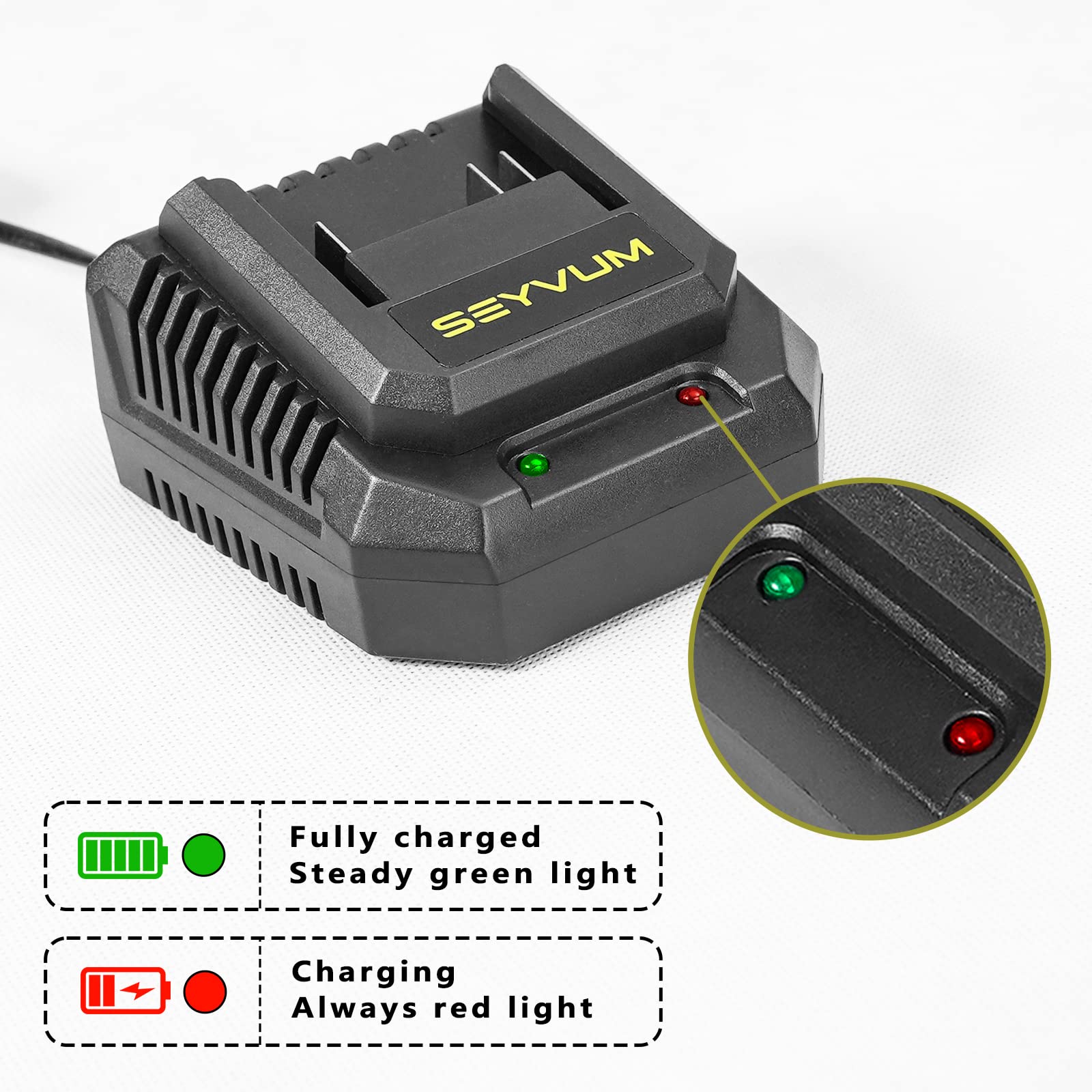 SEYVUM 2.0A Fast Charger Power Tools Lithium‑Ion Battery Charger Replacement Charger for LB-8189 and LB-8190 Leaf Blower