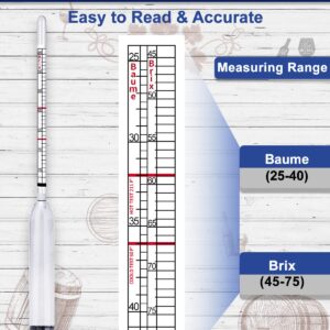 Cimalab Maple Syrup Hydrometer, Accurate Hydrometer for Maple Syrup Making, Hydrometer Maple Syrup Supplies with Brix & Baume Scales, Syrup Hydrometer for Measure Sugar Content in The Syrup Sap