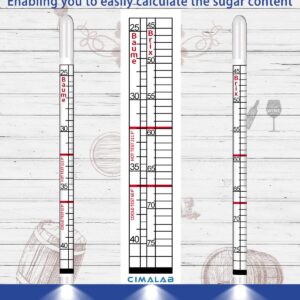 Cimalab Maple Syrup Hydrometer, Accurate Hydrometer for Maple Syrup Making, Hydrometer Maple Syrup Supplies with Brix & Baume Scales, Syrup Hydrometer for Measure Sugar Content in The Syrup Sap