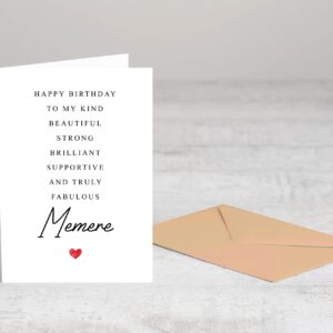 Memere Birthday Card Poem - Amazing Memere Gift - Birthday Card Memere - Special Memere Birthday Card - Birthday Card For Memere