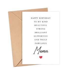 Mema Birthday Card Poem - Amazing Mema Gift - Birthday Card Mema - Special Mema Birthday Card - Birthday Card For Mema