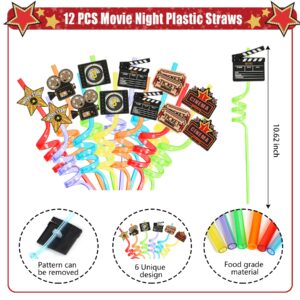 Movie Night Party Favors 72 PCS Movie Theater Slap Bracelets Temporary Tattoos DIY Stickers Keychains Plastic Straws Gift Bags for Kids Movie Night Carzy Birthday Party Gift Baby Shower Goodie Bag Fillers Movie Party Supplies