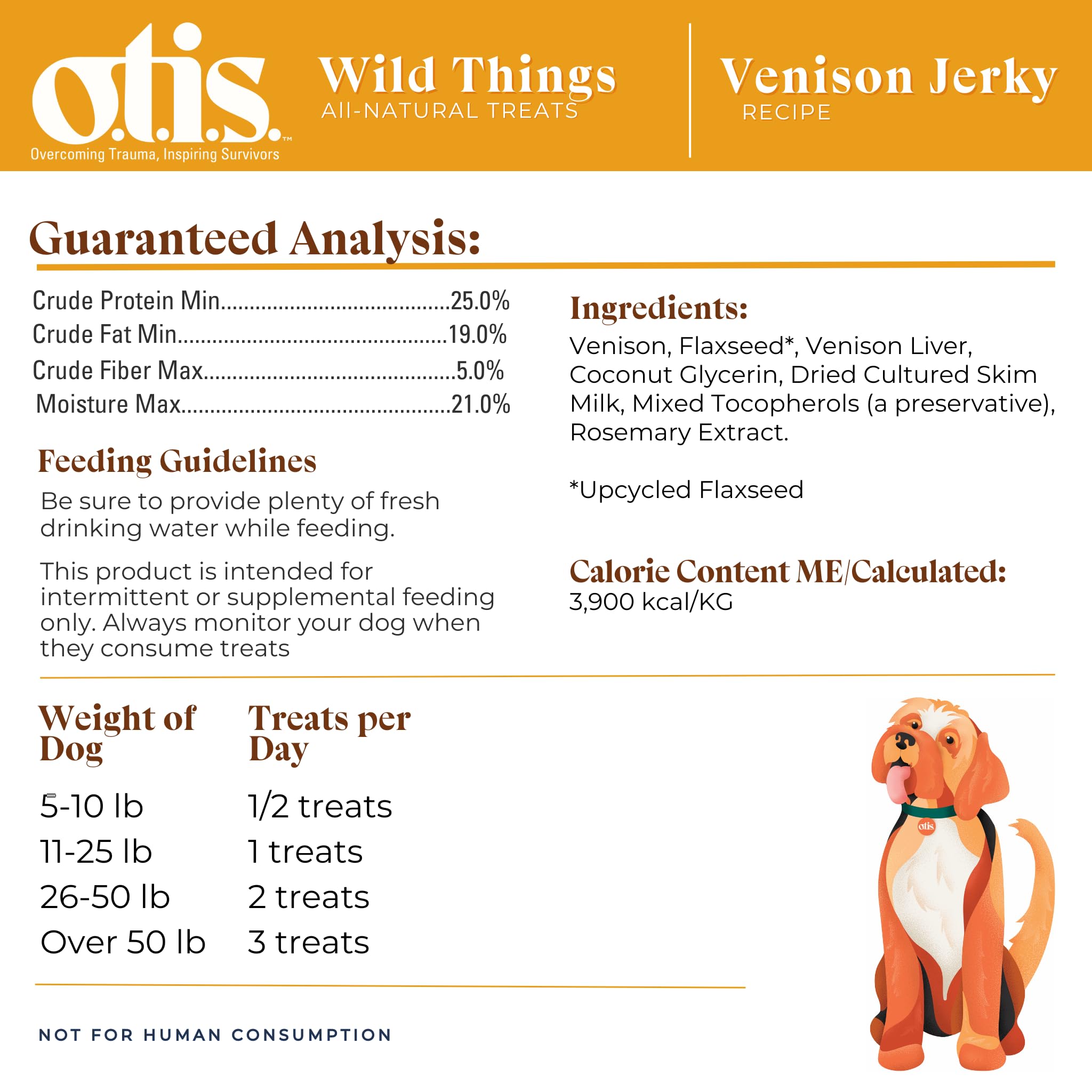 OTIS Venison Jerky for Dogs | Protein Packed, Pasture-Raised, Grass-Fed Venison Jerky Dog Treats Healthy Dog Treats - Wild Things | 4 Ounce Bag