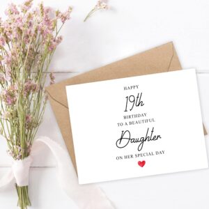 Emily gift Daughter 19th Birthday Card - Happy 19th Birthday To A Beautiful Daughter On Her Special Day - 19th Daughter Card - For Her