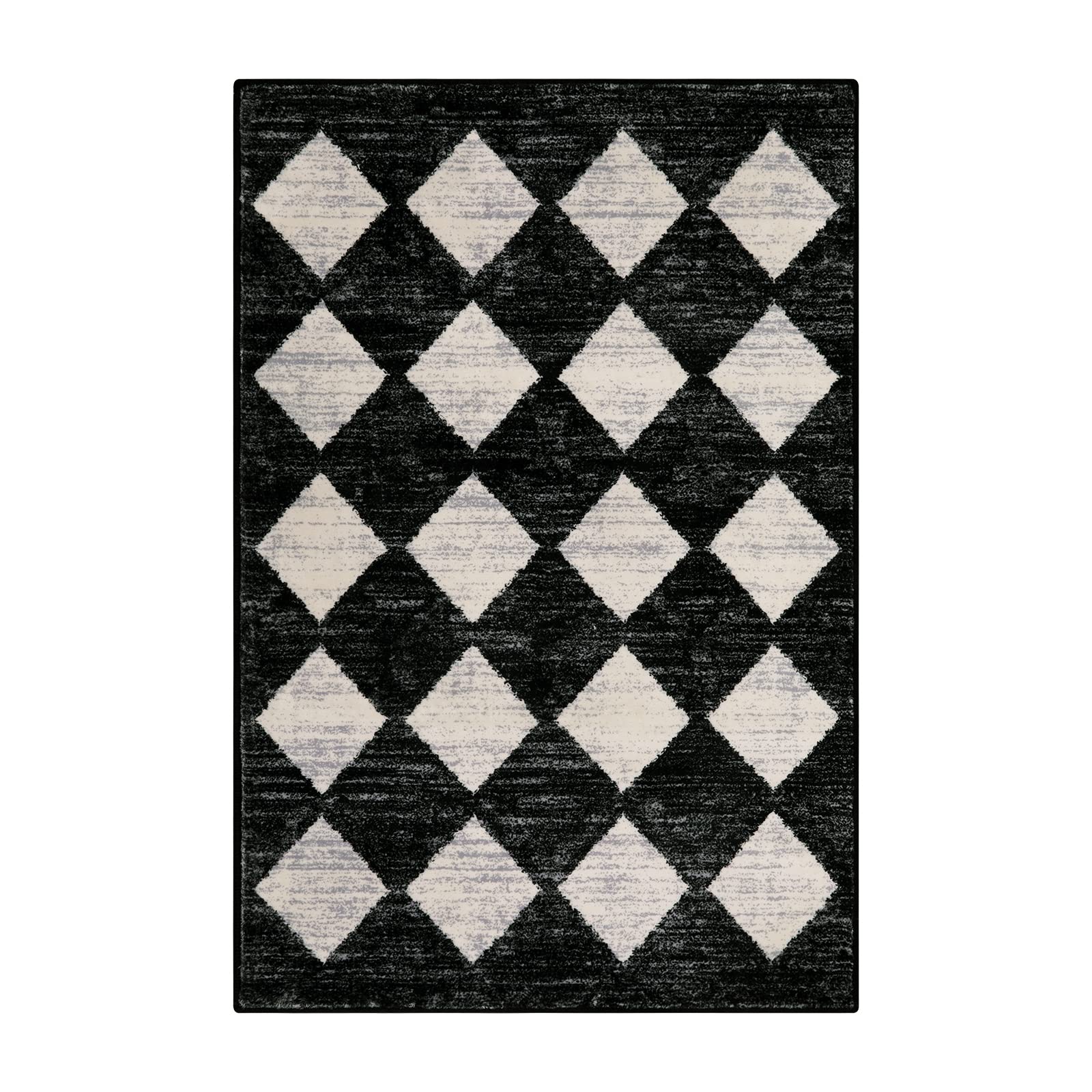 Lahome Moroccan Trellis Area Rug - 2x3 Printed Small Black Checkered Entryway Rug Non Slip Kitchen Mat, Stain Resistance Indoor Modern Floor Soft Throw Carpet for Front Door Bathroom Sink Bedroom