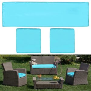 3 pcs outdoor cushion covers patio cushion replacement covers 2 covers 18 x 18 x 2 and 1 cover 42 x 18 x 3 for patio furniture outdoor washable water resistant for couch garden sofa (teal blue)