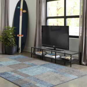 Rugs.com Equinox Collection Rug – 5' 3 x 8' Blue Gray Low Rug Perfect for Bedrooms, Dining Rooms, Living Rooms