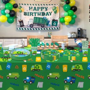 Xigejob Garbage Truck Birthday Party Supplies - Trash Party Decorations Tableware For Birthday Baby Shower, Plate, Cup, Napkin, Tablecloth, Cutlery, Straw, Waste Recycling Party Decorations | Serve 24