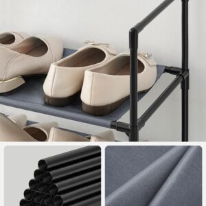 SONGMICS Shoe Rack, 10 Tier Shoe Shelf, Shoe Storage Organizer, Space-Saving, 13 x 13 x 68.1 Inches, Metal Frame, Non-Woven Fabric Shelves, for Entryway, Bedroom, Grey ULSR110G01