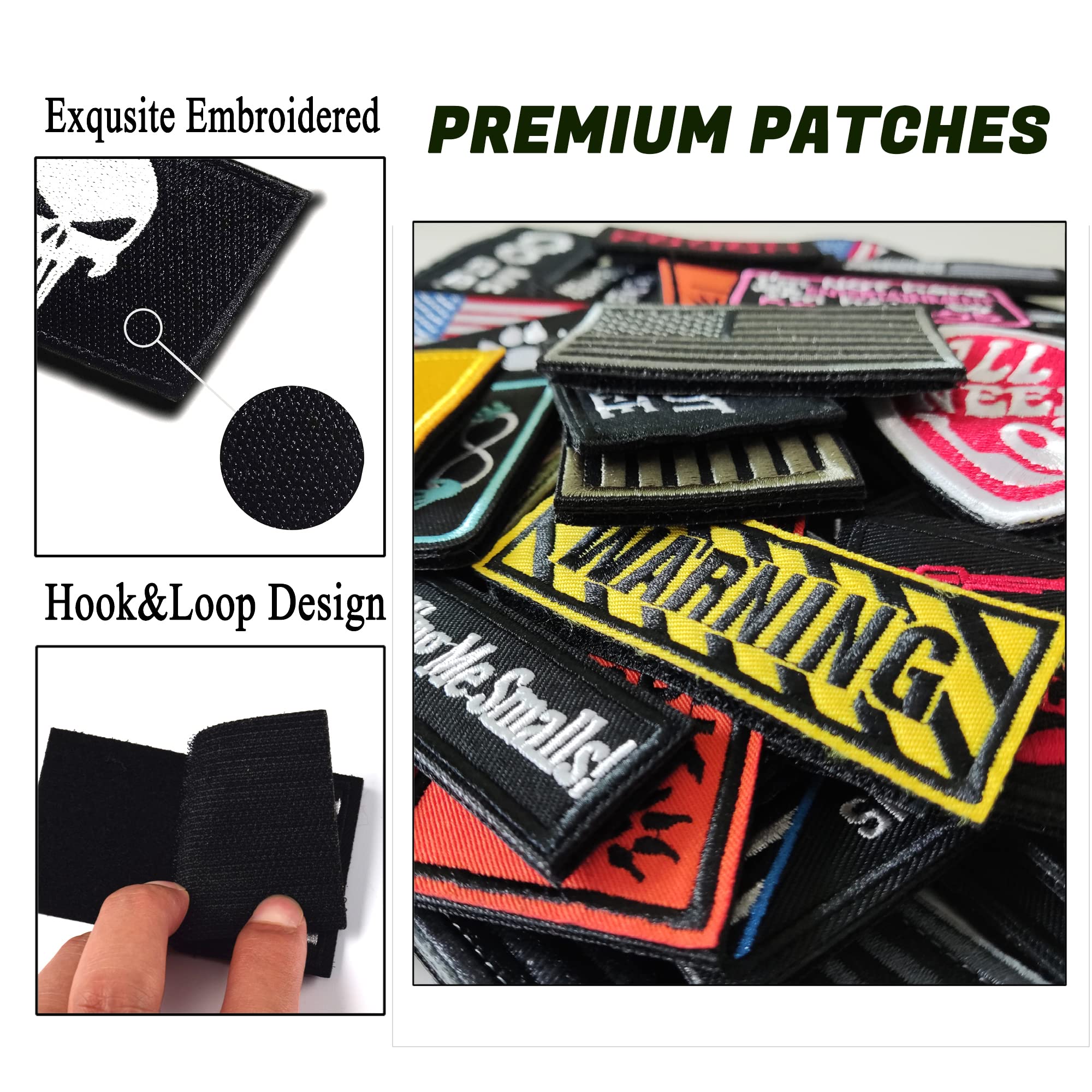 TXSN 12PCS Random Tactical Morale Patches Bundle, Full Embroidery Loop and Hook Fasten Patches Set for Caps, Bags, Backpacks, Harness, Vest, Military Uniforms,Tactical Gears Etc