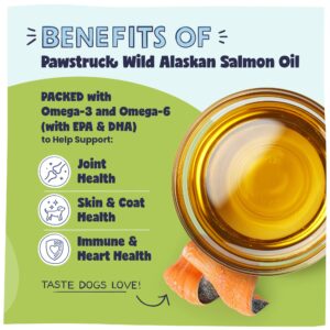 Pawstruck Pure Human-Grade Wild Alaskan Salmon Oil for Dogs & Cats - Vet Recommended Omega 3 & 6 Extra Strength Supplement Food Topper with EPA DHA Fatty Acids Immune Support