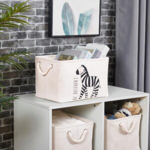 DECOMOMO Storage Baskets for Shelves 25.5L Canvas Storage Bin for Baby Laundry, Kids Toys, Nursery- Closet Storage Bins for Shelves (Lion, Zebra, Giraffe – 3 Pack / Large)