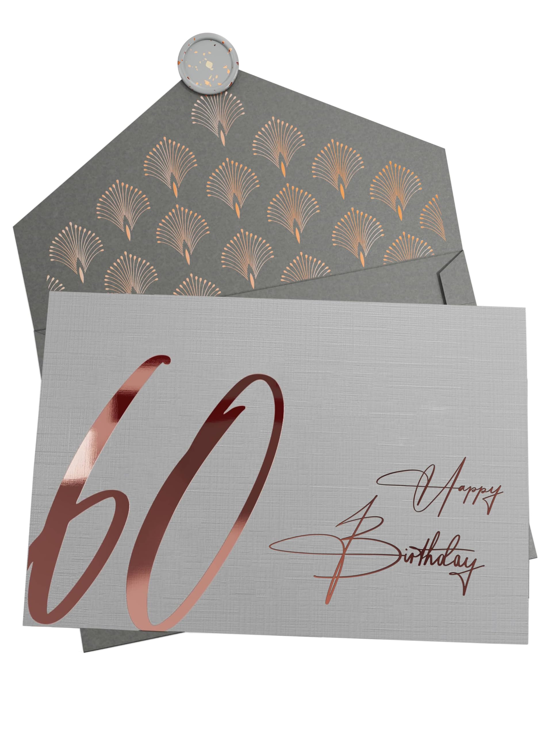 Jolicoon 60th Birthday card with premium envelope and wax seal - 60th birthday card for women - 60th birthday card for men