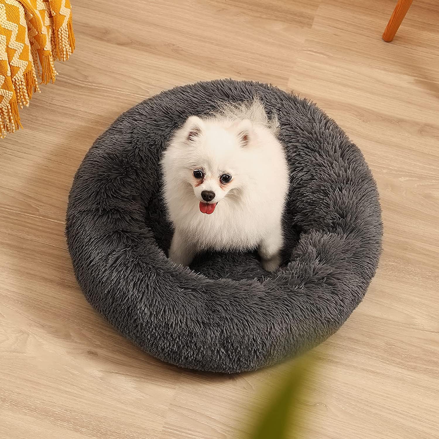 Geizire Cat Bed Dog Bed for Cats, Small Dogs, Washable Donut Calming Round,Soft Fluffy Warm and Cozy Anti Anxiety Cuddler, Joint-Relief Pet Bed (Medium, Green)