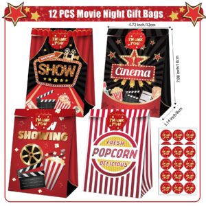 Movie Night Party Favors 72 PCS Movie Theater Slap Bracelets Temporary Tattoos DIY Stickers Keychains Plastic Straws Gift Bags for Kids Movie Night Carzy Birthday Party Gift Baby Shower Goodie Bag Fillers Movie Party Supplies