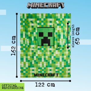 Minecraft Wearable Blanket for Kids and Teenagers - One Size Kids Blanket with Sleeves Cosy Lounge Wear Gifts for Boys, (Green)