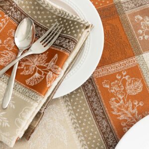 Benson Mills Heirloom Harvest Yarn Dyed Jacquard Fabric Cloth Napkins, Fall, Harvest and Thanksgiving Tablecloth (18" X 18" Napkins Set of 4, Heirloom Harvest)