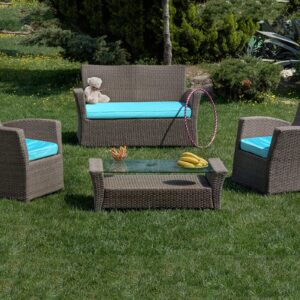 3 Pcs Outdoor Cushion Covers Patio Cushion Replacement Covers 2 Covers 18 x 18 x 2 and 1 Cover 42 x 18 x 3 for Patio Furniture Outdoor Washable Water Resistant for Couch Garden Sofa (Teal Blue)