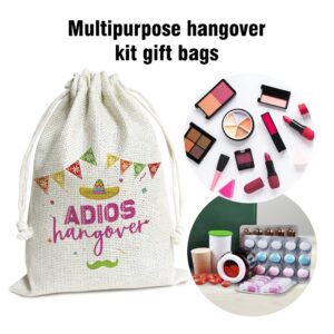 Hangover Kit Bags, Adios Hangovers With Drawstring Gift Bag, for Bridal Shower, Wedding, Travel, Bachelorette Party Survival Recovery Kit Bag, Decorations, Supplies (6"X 8") 5 Pcs -kit057