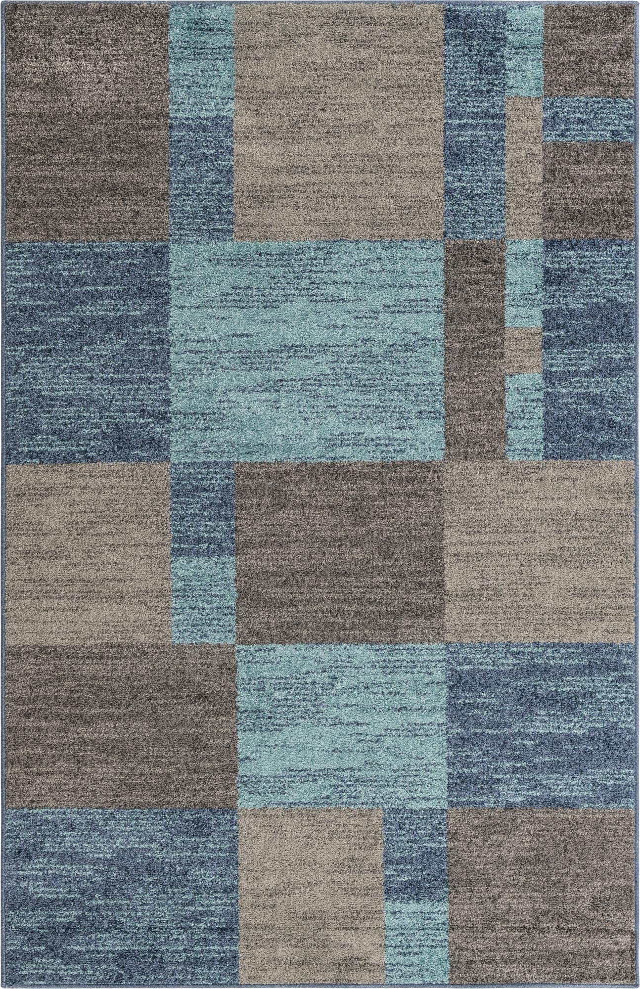 Rugs.com Equinox Collection Rug – 5' 3 x 8' Blue Gray Low Rug Perfect for Bedrooms, Dining Rooms, Living Rooms