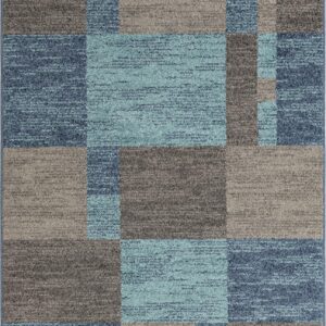 Rugs.com Equinox Collection Rug – 5' 3 x 8' Blue Gray Low Rug Perfect for Bedrooms, Dining Rooms, Living Rooms