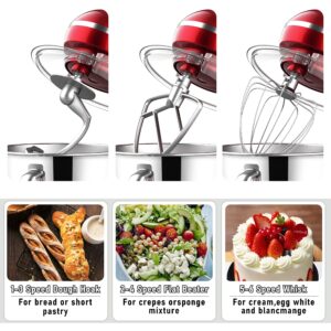 Kitchen Stand Mixer, 6.5 Quart, 6 Speed Tilt-Head Kitchen Mixer, Electric Food Mixer with Dough Hook, Wire Whip, Beater, Red