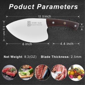 ADCODK Cleaver Fish Knives Professional Viking Cutting Boning Seafood Meat Kitchen Special Sharp Tuna Butcher Knife Full Tang with Sheath