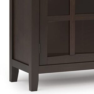 SIMPLIHOME Artisan SOLID WOOD 60 Inch Wide Contemporary Large Sideboard Buffet in Dark Chestnut Brown, For the Dining Room and Kitchen