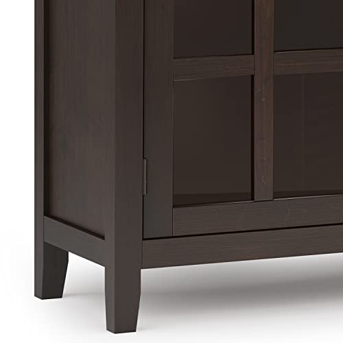 SIMPLIHOME Artisan SOLID WOOD 60 Inch Wide Contemporary Large Sideboard Buffet in Dark Chestnut Brown, For the Dining Room and Kitchen