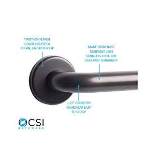 CSI Bathware Straight Grab Bar Bath, 24",1.25" Diameter Oil Rubbed Bronze