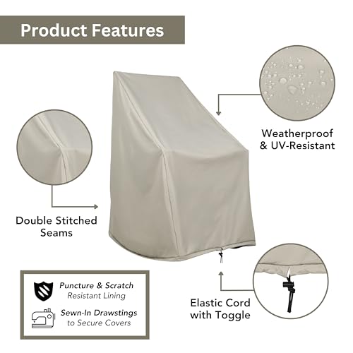 Shine Company Weatherproof Outdoor Rocking Chair Cover, 100% Woven Polyester, Elastic Cord with Toggle, Gray