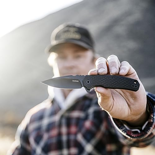 Kershaw Conduit Folding Pocket Knife, 2.9 inch Assisted Opening Blade, Black Spearpoint Blade, Liner Lock, Pocketclip,grey