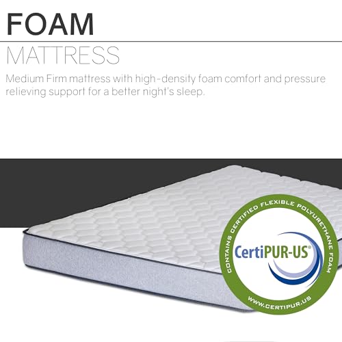 Wayton, 5/7/8/10 Inch Medium Firm High Density Foam Mattress, Comfortable Mattress for Cooler Sleep Supportive & Pressure Relief, Queen, White