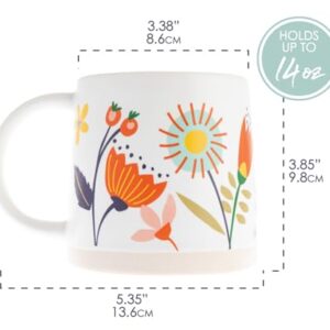 Karma, 14 oz Shelly Mug - Cute Coffee and Tea Mug - Ceramic Coffee Mugs for Women and Men, Hello Sunshine