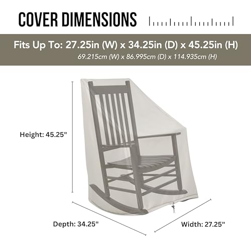 Shine Company Weatherproof Outdoor Rocking Chair Cover, 100% Woven Polyester, Elastic Cord with Toggle, Gray