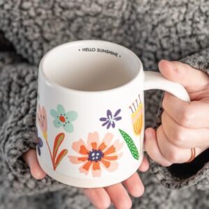 Karma, 14 oz Shelly Mug - Cute Coffee and Tea Mug - Ceramic Coffee Mugs for Women and Men, Hello Sunshine