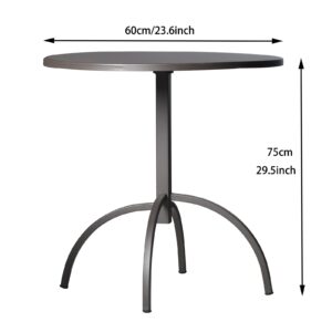 Lisuden Patio Bistro Metal Dining Table, Outdoor Steel Slat Round Table for 2 Person,Diameter 23.6", Furniture Table for Backyard, Garden, Lawn and Porch - Brown …