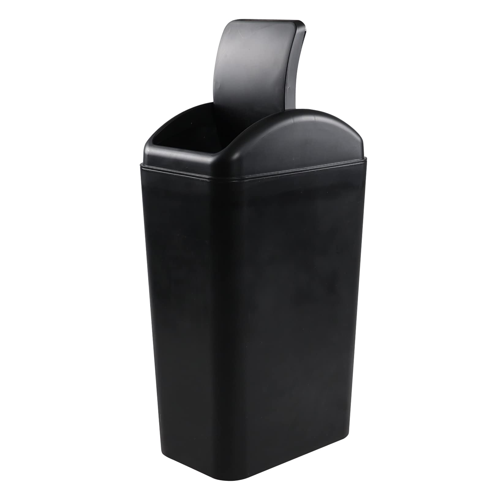 Joyeen Plastic Waste Bin with Swing Lid, 14 Liter Garbage Can, 1 Pack (Black)