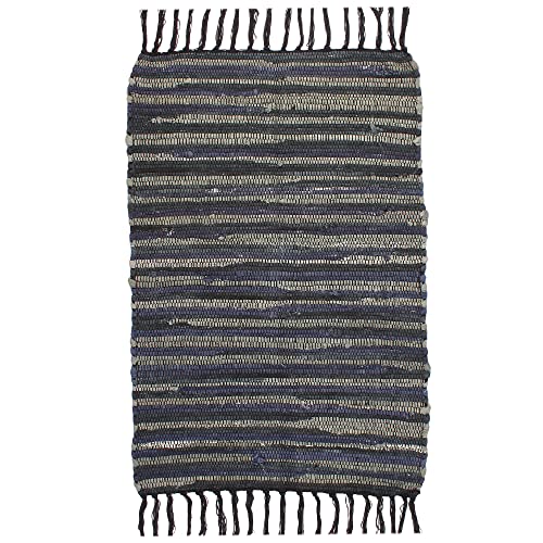 Asraie Eco Friendly Hand Woven & Reversible Cotton Chindi Rag Rug 100% Recycled Cotton Area Rug for Living Room Kitchen Entryway 2x3' (Black Multi)