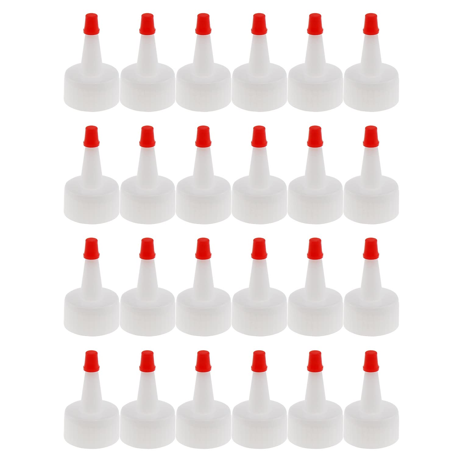 E-outstanding Red-Tip Cap 24PCS Red Plastic Pointed Mouth Bottle Caps Yorker Dispensing Caps Pointed Mouth Bottle Cap Replacement Tip Caps for Squeeze Bottle Glue Bottles Dispensing Cap