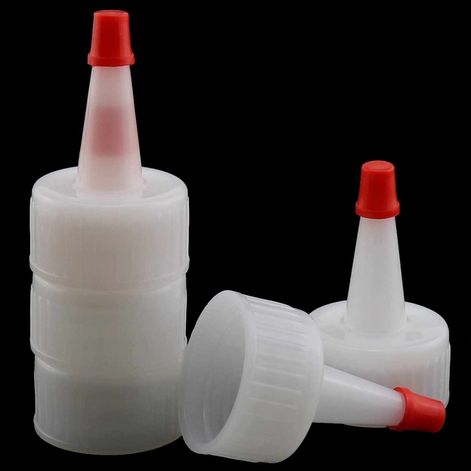 E-outstanding Red-Tip Cap 24PCS Red Plastic Pointed Mouth Bottle Caps Yorker Dispensing Caps Pointed Mouth Bottle Cap Replacement Tip Caps for Squeeze Bottle Glue Bottles Dispensing Cap