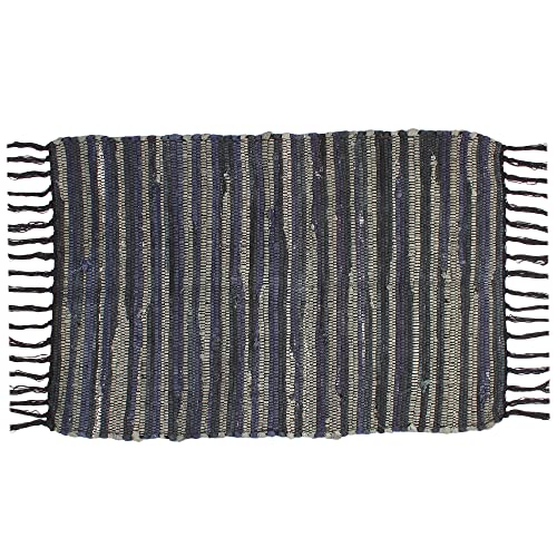 Asraie Eco Friendly Hand Woven & Reversible Cotton Chindi Rag Rug 100% Recycled Cotton Area Rug for Living Room Kitchen Entryway 2x3' (Black Multi)