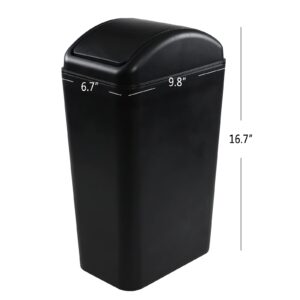 Joyeen Plastic Waste Bin with Swing Lid, 14 Liter Garbage Can, 1 Pack (Black)