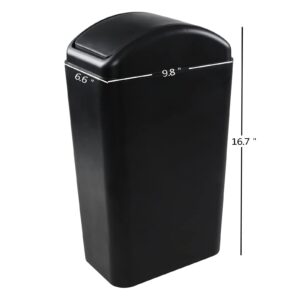 Leendines 14 Liter Plastic Trash Can, Garbage Bin with Swing Lid (Black)